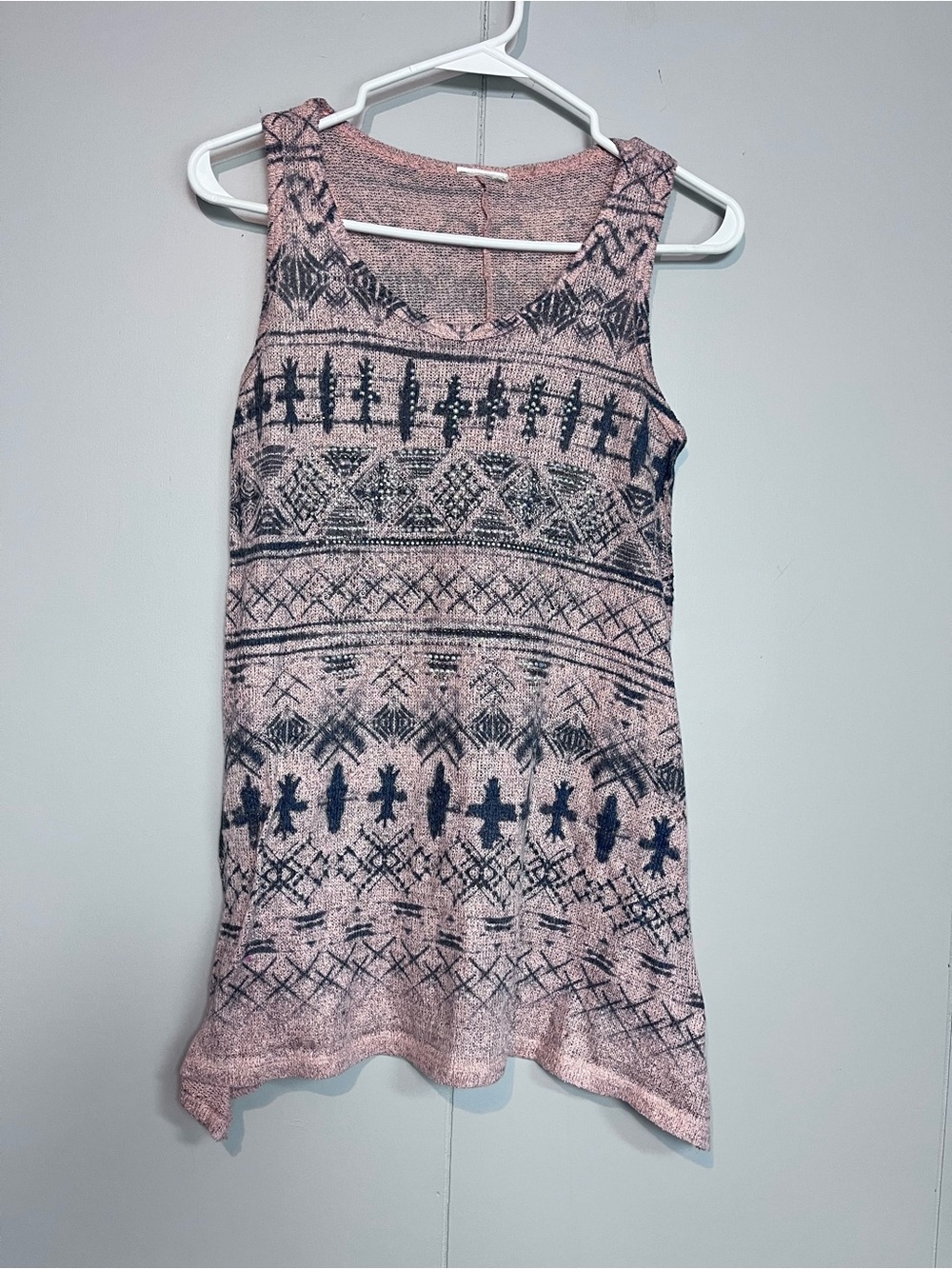 Vocal USA Beaded Aztec Southwestern Sharkbite Hem Tank Tunic Small